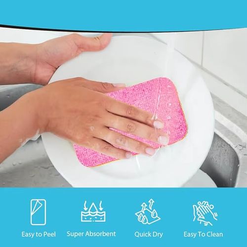 Rainbow 12 Ply Non-Scratch Kitchen Cleaning Cloth Tearabe Rag Dishwashing Car Wash Home Use-Easy Peel Reusable Water Absorbent