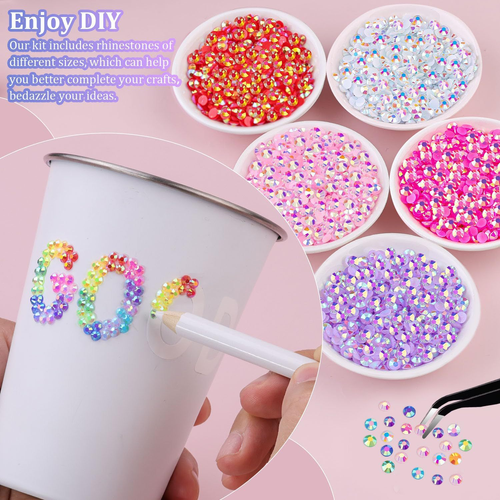 VIBRANT GEMS 26000Pcs 3mm Resin Rhinestones Kit with Tweezers & B7000 Glue for DIY Crafts