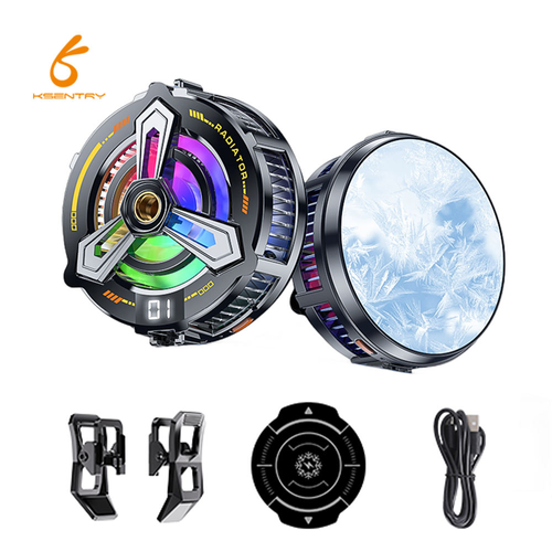 2-in-1 Cooling Radiator Digital Display Semiconductor Magnetic Clip-on Wireless Charger Mobile Phone Accessories