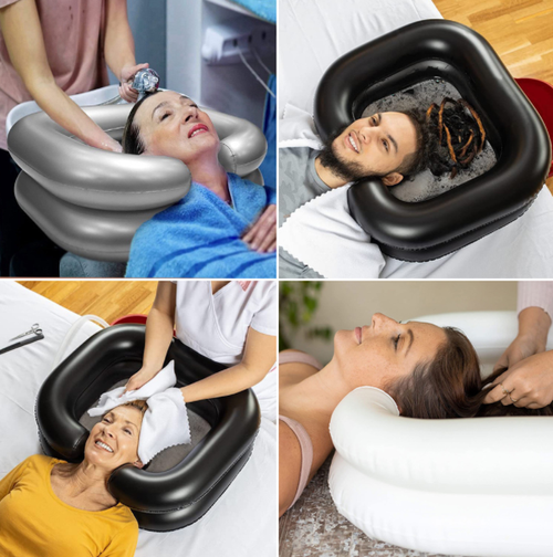 Inflatable shampoo basin