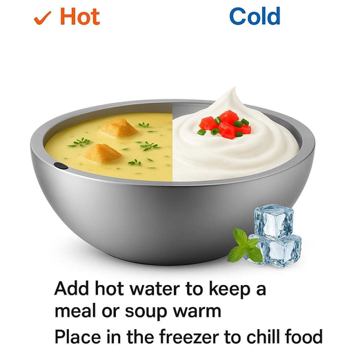 Double-layered stainless steel salad bowl (for keeping food cold)