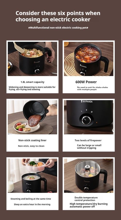 Classic Black All-in-One Electric Cooker - Multi-Functional Small Electric Pot for Single Servings | Low-Power Hot Pot for Instant Noodles, Stir-Frying & Wax Melting