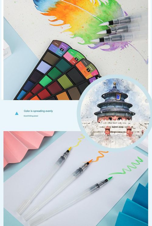 42-Color Watercolor Paint Set - Portable Fan-Shaped Solid Watercolor Kit | Ideal for Beginners (Gouache Included)