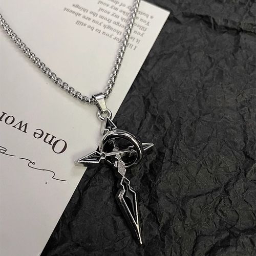Cross Pendant Necklace for Men - Trendy Titanium Steel Chain with Loop | Stylish Versatile Necklace, Perfect Accessory for Hoodies