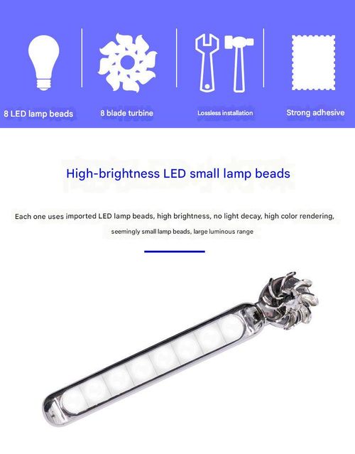 (1 Pair)Car Wind-Powered Daytime Running Lights - LED Wind-Activated Grille Lights for Vehicle Modification | Wire-Free Blue Decorative Wind Lights