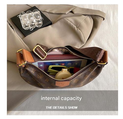 Khaki Women's Dumpling Bag 2025 New Arrival - Stylish Printed Large-Capacity Shoulder Bag | Versatile High-End Texture Crossbody Bag for Women