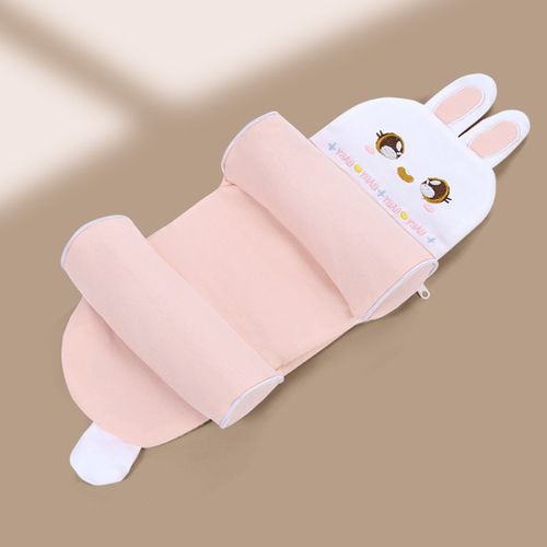 Xiaomi Baby Pillow for 0-6 Months |  1+ Years  Adjustable Cotton Pillow for Head Shape Correction & Anti-Flat Head | Replaceable Pillowcase - Pink Bunny with Outer Cover and Inner Liner