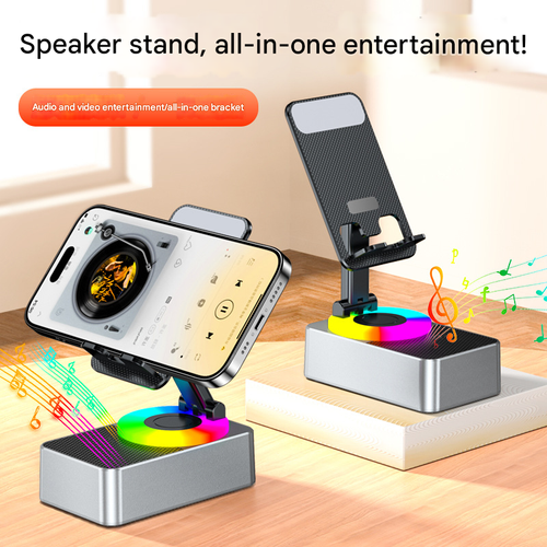 2025 3-in-1 Foldable Phone Stand with Bluetooth Speaker &  Power Bank - 360° Rotation, Hands-Free Calling, Portable Charging Station for Office or Travel or Home🔥（delivery in 3 days）