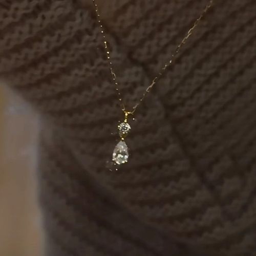 2025 New Minimalist Waterdrop Zircon Necklace | Sparkling Luxury Dainty Chain | Trendy Hypoallergenic Collarbone Jewelry delivery in 3 days