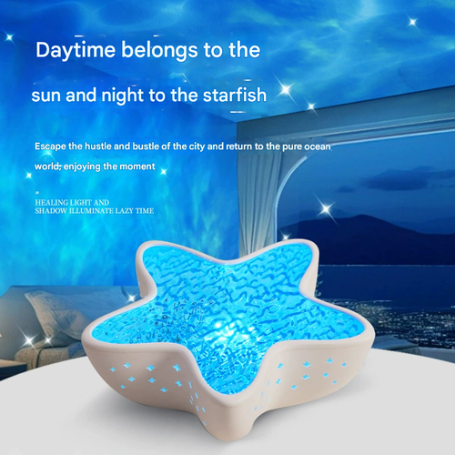 Starfish Projector Lamp - Water Ripple Night Light with Ocean Blue Ambience, Bedroom Decorative Lamp, Romantic Gift for Birthdays & Special Occasions, Marine-Themed Ambient Light