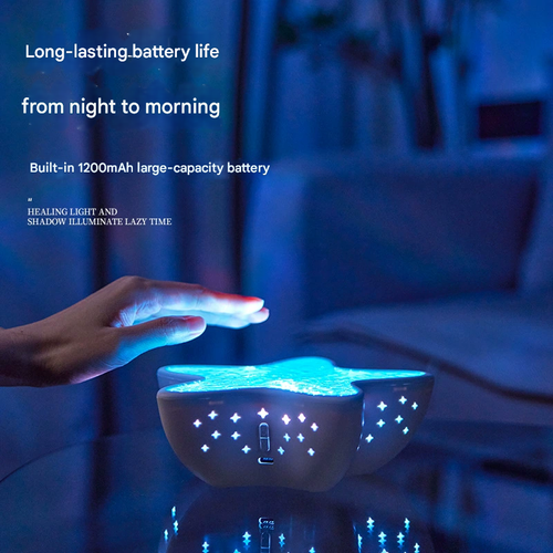 Starfish Projector Lamp - Water Ripple Night Light with Ocean Blue Ambience, Bedroom Decorative Lamp, Romantic Gift for Birthdays & Special Occasions, Marine-Themed Ambient Light