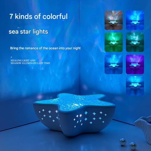 Starfish Projector Lamp - Water Ripple Night Light with Ocean Blue Ambience, Bedroom Decorative Lamp, Romantic Gift for Birthdays & Special Occasions, Marine-Themed Ambient Light