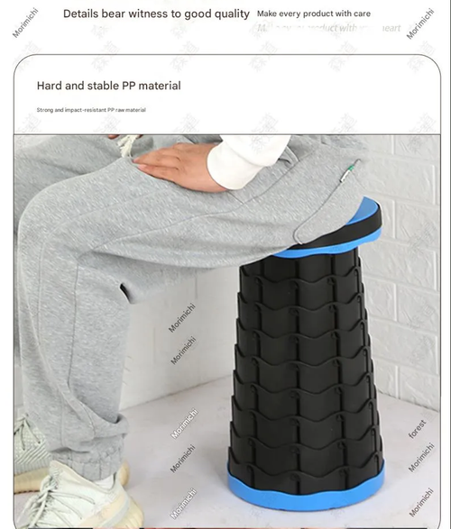 Blue Folding Telescopic Fishing Stool - Portable Plastic Adjustable Seat with Handle | Outdoor Gear for Camping, Fishing & Vendor Use