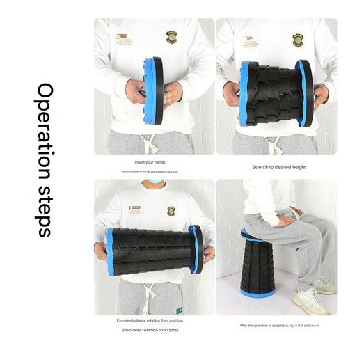 Blue Folding Telescopic Fishing Stool - Portable Plastic Adjustable Seat with Handle | Outdoor Gear for Camping, Fishing & Vendor Use