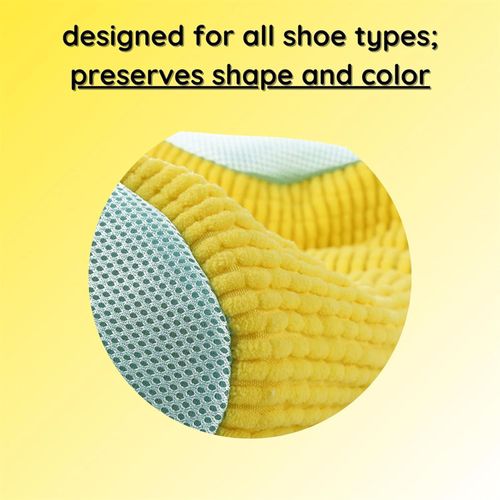 Yellow Best-Selling Lazy-Cook Shoe Wash Bag - Cylindrical Cotton-Polyester Laundry Bag | Portable Shoe Protector Bag for Washing Machine (Anti-Deformation)