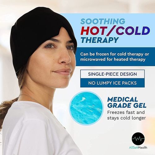 Blue Ice Compress Head Wrap - Therapeutic Cold Therapy Head Cover for Migraines & Cooling | Reusable Hot & Cold Head Ice Pack