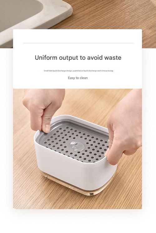 White Manual Soap Dispenser with Soap Compartment - Portable Countertop Dispenser for Kitchen Dish Soap | Sponge-Friendly Press-Type Liquid Soap Holder