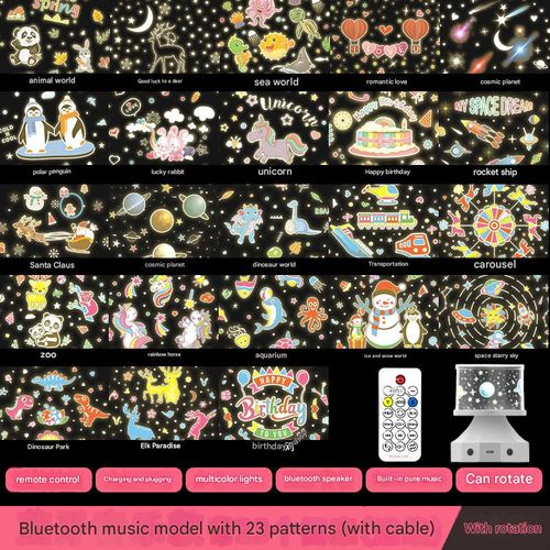 Bluetooth Music Star Projector Lamp - Creative Night Light with 23 Ambient Patterns & Bluetooth Speaker | Dreamy Glowing Toy for Kids, Room Ambiance Decor