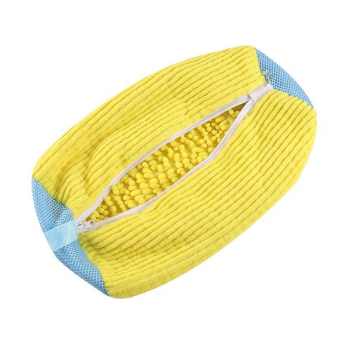 Yellow Best-Selling Lazy-Cook Shoe Wash Bag - Cylindrical Cotton-Polyester Laundry Bag | Portable Shoe Protector Bag for Washing Machine (Anti-Deformation)