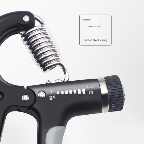 Black 60kg Counting Hand Grip Strengthener - Portable with Adjustable Resistance | R-Type Pull Trainer for Finger, Arm Muscle & Strength Training, Fitness Equipment
