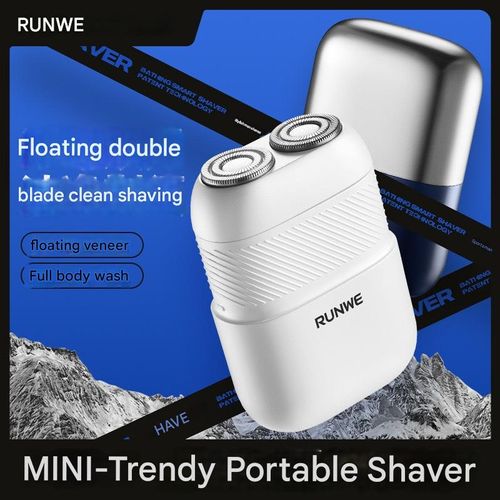 White Langwei Electric Shaver RS202 - Automatic Portable Men's Razor | Fully Washable for Home & Travel Use