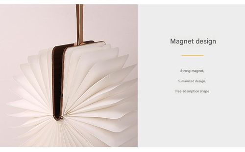 360° Foldable Magnetic Wooden Book Lamp (Black) - Creative Colorful Ambient Night Light | Ideal Corporate & Holiday Gift, Table Lamp for Living Room & Bedroom