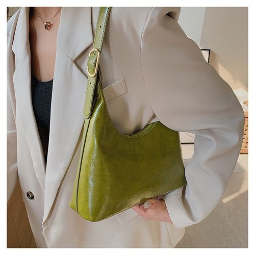New Green Elegant Versatile Underarm Bag for Women - Euro-American Fashion Retro Shoulder Bag | Stylish Ins-Inspired Handbag Perfect for Chic Commutes