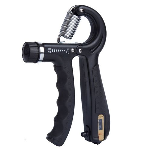 Black 60kg Counting Hand Grip Strengthener - Portable with Adjustable Resistance | R-Type Pull Trainer for Finger, Arm Muscle & Strength Training, Fitness Equipment
