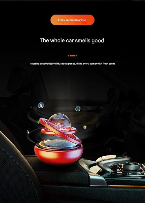 Solar Rotating Car Air Purifying Aromatherapy - Aluminum Alloy Starry Sky Floating Car Decoration | Comes with 8 Free Ocean Fragrance Refill Pads, Suitable for Car Use and Gift Giving