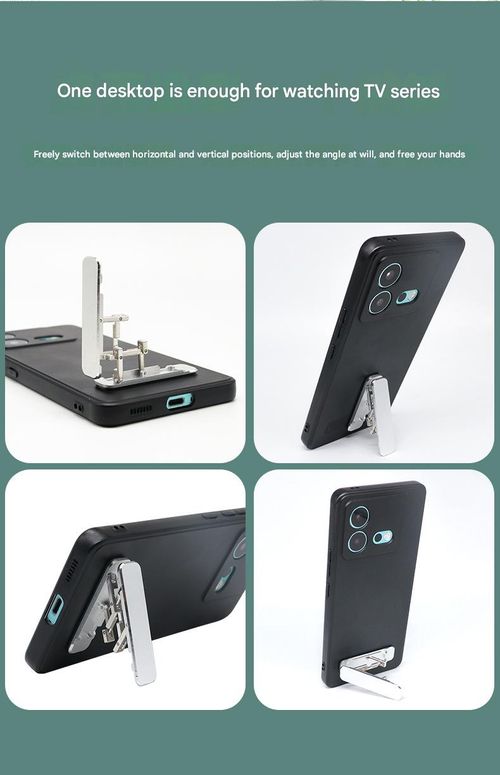 Single-Pack Silver Adhesive Phone Stand - Ultra-Thin Foldable & Portable Metal Holder | Invisible Back-Mounted Support for Phone Cases & Desktops