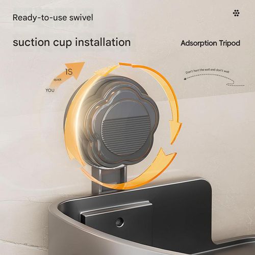 Gray Single-Layer Suction Cup Triangle Storage Rack - Drill-Free Bathroom Organizer | Suction Cup Towel Rack for Bathroom & Toilet Storage