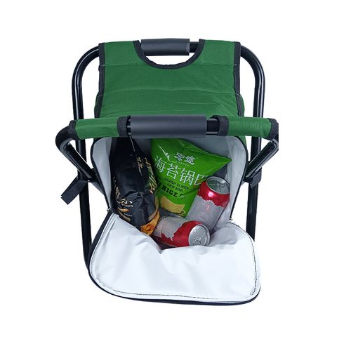 Green Camping Bag Chair - 2-in-1 Folding Stool and Backpack | Portable Seat for Railroad Work, Outdoor Art Sketching, and Students