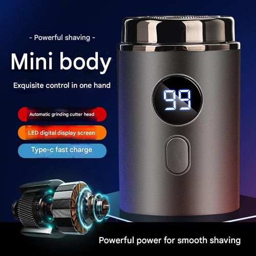 New Starry Gray Electric Mini Shaver for Men - Rechargeable, Fully Waterproof Razor | Multi-Functional Travel & Car Portable Shaver with Compact Storage