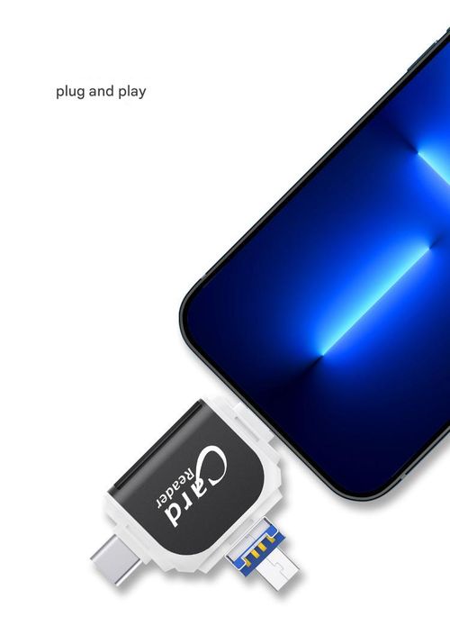 4-in-1 Multi-Card Reader: SD & TF Card Adapter for iPhone & Android Phones - Plug & Play (Black)