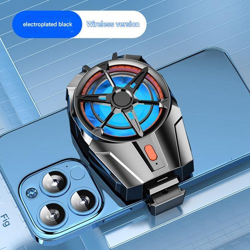 Electroplated Black Portable Phone Cooler - Ultra-Quiet 3-Speed Cooling with Wireless Charging & Fans