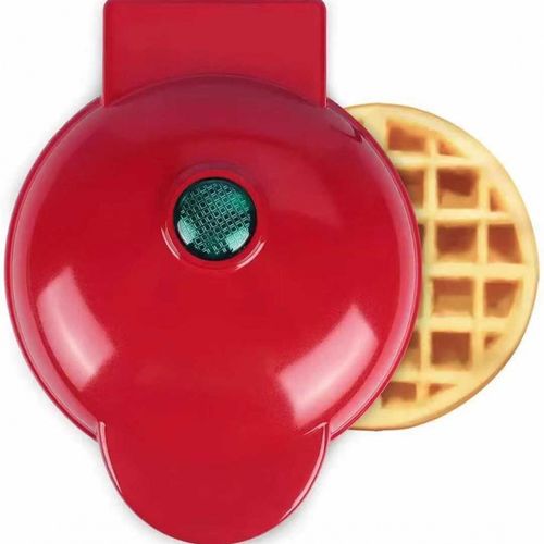 Red CE-Certified Mini Waffle Maker for Home - Efficient Household MIN MAKE WAFFLE Machine | Quick Baking Tool for Kids' Toast & Waffles