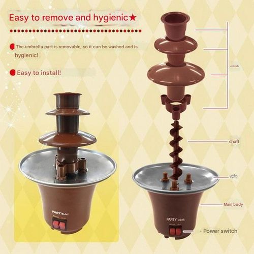 Cross-Border Home Mini 3-Tier Chocolate Fountain Machine - Multi-Functional Chocolate Fondue Maker with Heating | DIY Chocolate Melting Tower for Chocolate Hot Pot