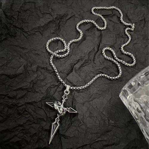 Cross Pendant Necklace for Men - Trendy Titanium Steel Chain with Loop | Stylish Versatile Necklace, Perfect Accessory for Hoodies