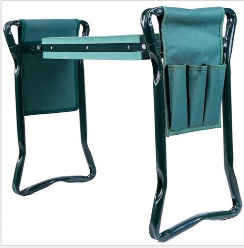 Foldable Garden Kneeler with Tool Kit - 2-in-1 Outdoor Stool for Seating and Fitness Support | Oxford Cloth and Iron Pipe Garden Hardware