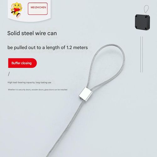 White 1000-Pull Home & Office Sliding Door Closer - No-Drill Automatic Cord Door Closer | Safety-Focused Design for Secure Auto-Closing