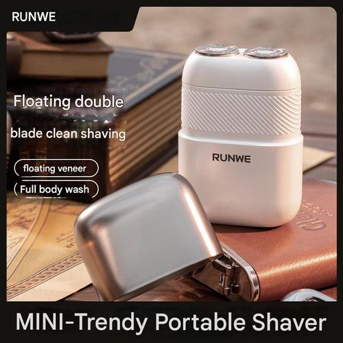 White Langwei Electric Shaver RS202 - Automatic Portable Men's Razor | Fully Washable for Home & Travel Use