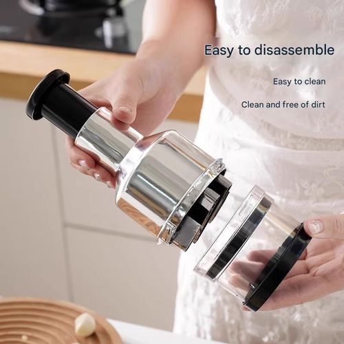 New Stainless Steel Garlic Press Chopper - Portable Manual Garlic Peeler & Multi-Functional Masher | Efficient Kitchen Tool for Home Use
