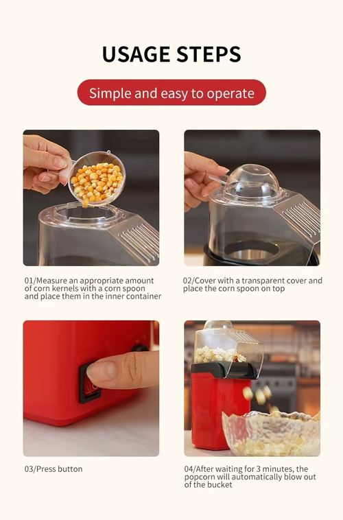 Mini Hot Air Popcorn Maker for Home - Efficient Small Electric Air-Popped Corn Machine | Compact Countertop Popcorn Popper