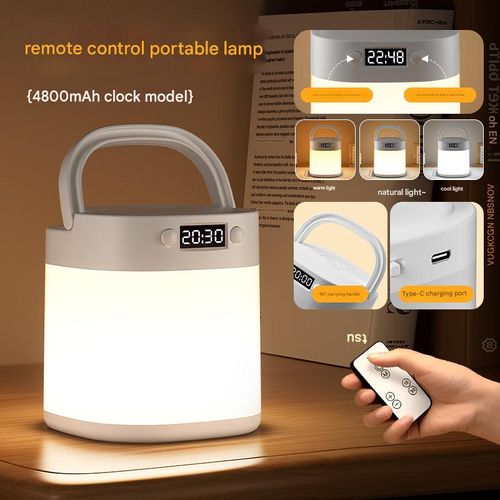 Remote Control Clock Night Light - Premium Ambient Rechargeable Lamp with Digital Display | Touch-Activated & Remote-Controlled Sleep-Friendly Eye-Caring Bedside Lamp for Bedroom