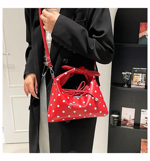 Red Polka Dot Handbag - Stylish Vintage-Inspired Mini Tote | Unique Designer Crossbody Bag for Daily Commute & Versatile Outfits