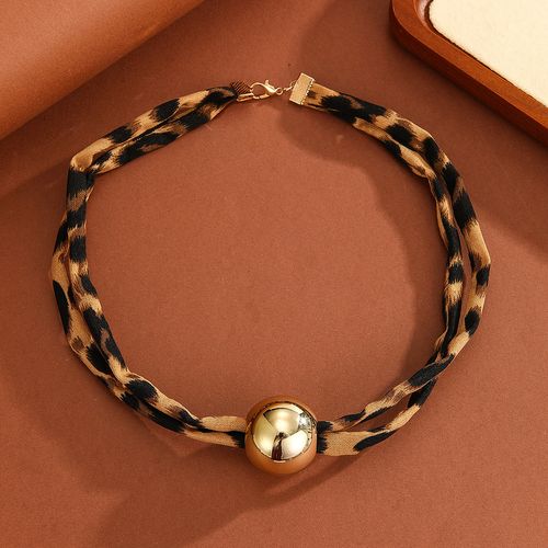 Leopard Print Necklace - Sexy Geometric Statement Necklace for Women | Exaggerated Metal Ball Necklace, Unique Design