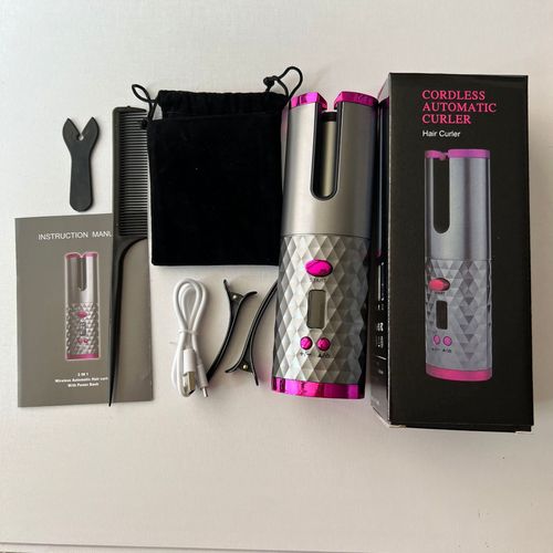 Wireless Auto Curling Iron - Rechargeable USB Cordless Hair Curler | Premium Gray for Effortless, Salon-Quality Curls