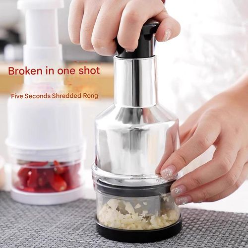 New Stainless Steel Garlic Press Chopper - Portable Manual Garlic Peeler & Multi-Functional Masher | Efficient Kitchen Tool for Home Use