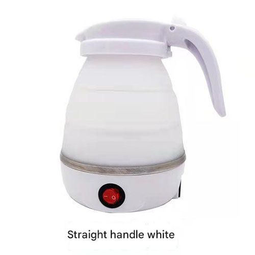 White Portable Foldable Electric Kettle - Multifunctional Travel Water Heater with Automatic and Keep-Warm Functions | Silicone foldable design for compact storage, perfect for travel