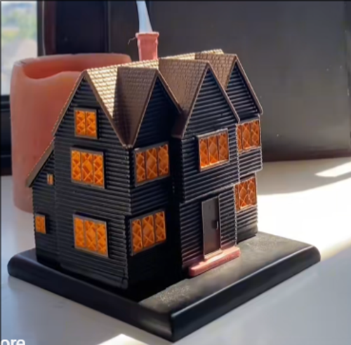 Salem Witch House Incense Burner & Altar Piece - Spooky Black Halloween Decor with 2 Incense Sticks